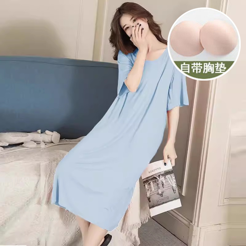 Verano mangas cortas cojín de pecho pijama mujer nueva ropa de aire acondicionado vestimenta delgada ropa de verano para el hogar mujer