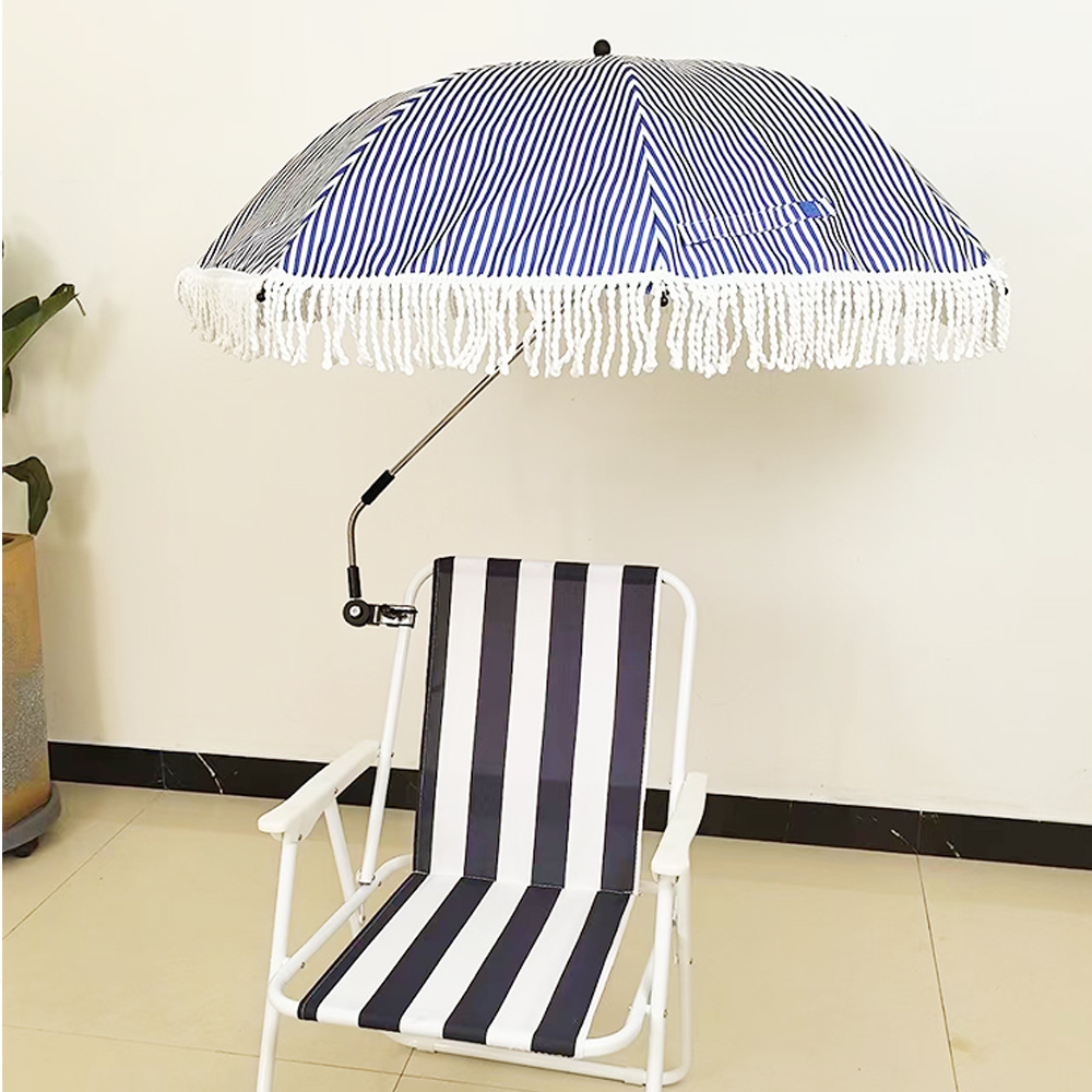 Silla de playa portátil para acampar sombrilla con clip de dirección 360 para acampar silla de pesca para acampar sombrilla