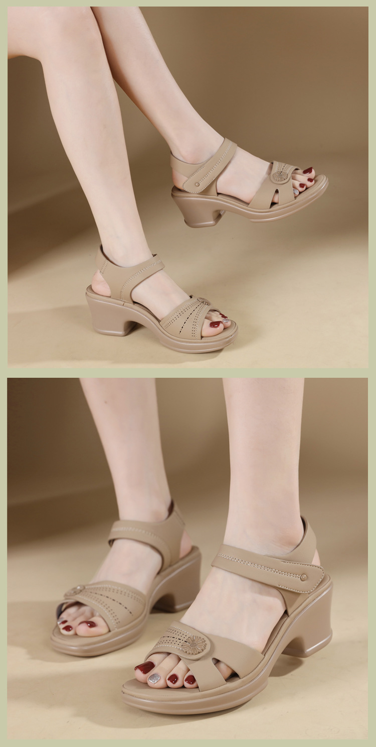 Sandal hở mũi nữ gót xuồng đế bệt quai hậu dán — màu đen, xanh lá cây, màu mơ chi tiết 8