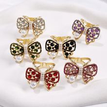 韩版甜美可爱镶钻蝴蝶结丝巾扣女彩钻方巾扣围巾衣服配饰合金饰品