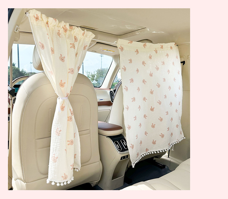 Blue Rain Creative Car Curtain Cartoon Heart-Shaped Car Privacy Curtain Cute Bear and Rabbit Sunshade Heat Insulation Car Sunshade Curtain