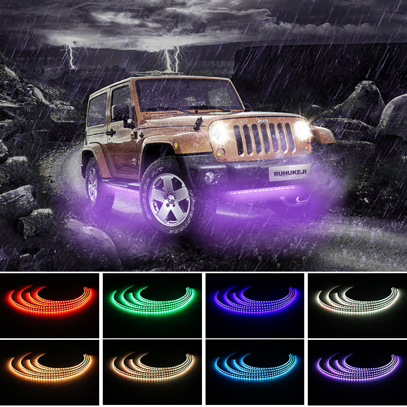 5050 automóvil LED chasis de automóvil luces decorativas un remolque cuatro luces de atmósfera de música colorida RGB