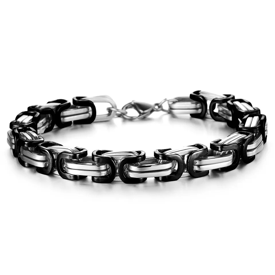 Retro Punk Color Block Titanium Steel Plating Men's Bracelets Necklace Men Necklace Sets display picture 5