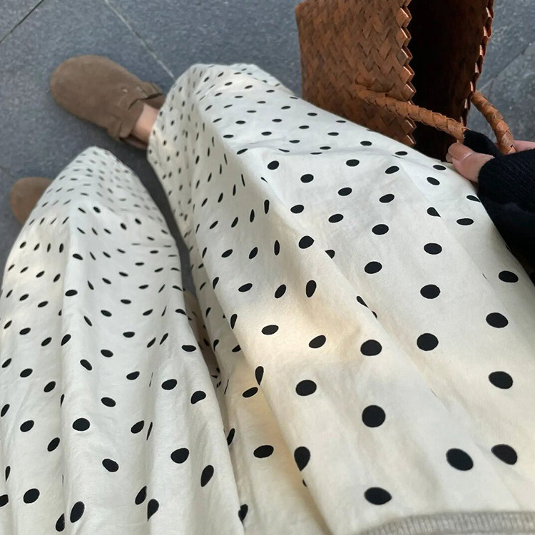 Summer Thin Pregnant Women Straight Pants Polo Dot Balloon Pants Pregnant Women Loose plus size Wide Leg Pants Design Sense Casual Pants Drawstring