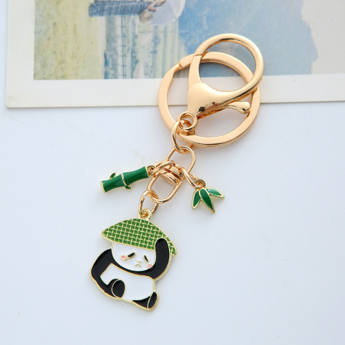 Chinese-style cartoon cute panda keychain personalized creative simple student backpack accessory gift car keychain