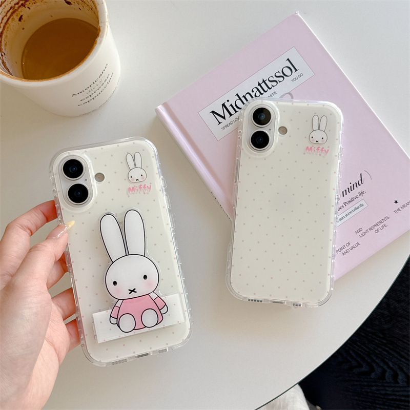 韩风ins波点兔子翻盖镜面适用iPhone16苹果15ProMax/14手机壳少女|undefined