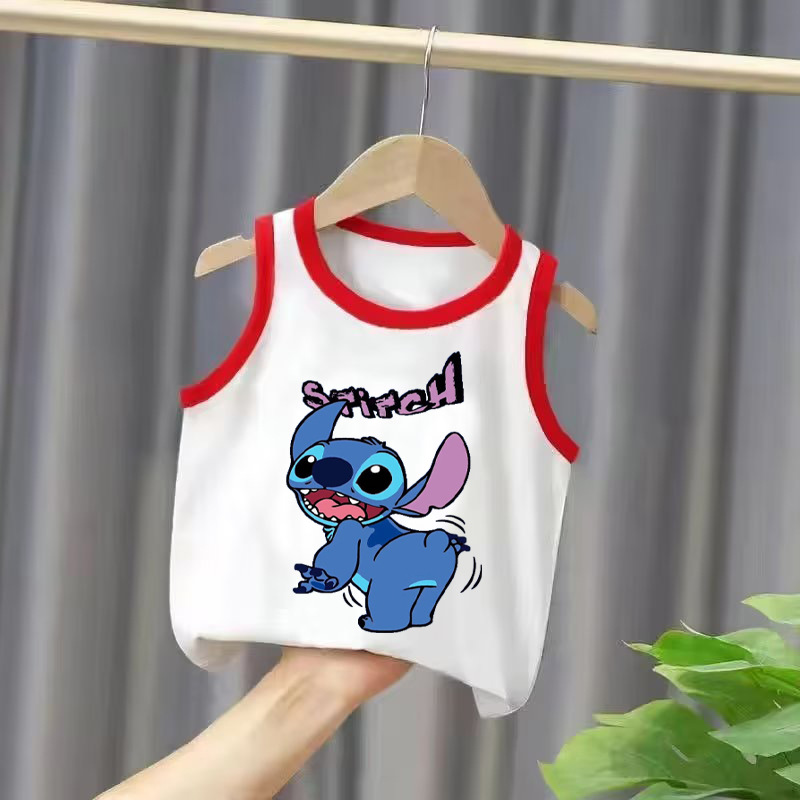 卡通圖案Stitch 史迪奇熱銷新品童裝中大童無袖背心跨境一件代發