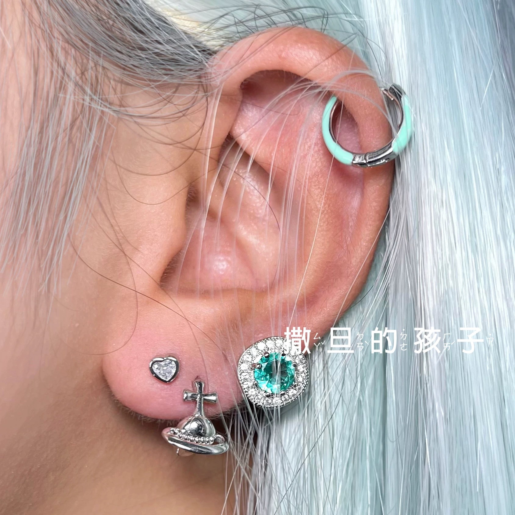 Labret stud lip piercing jewelry styling detail