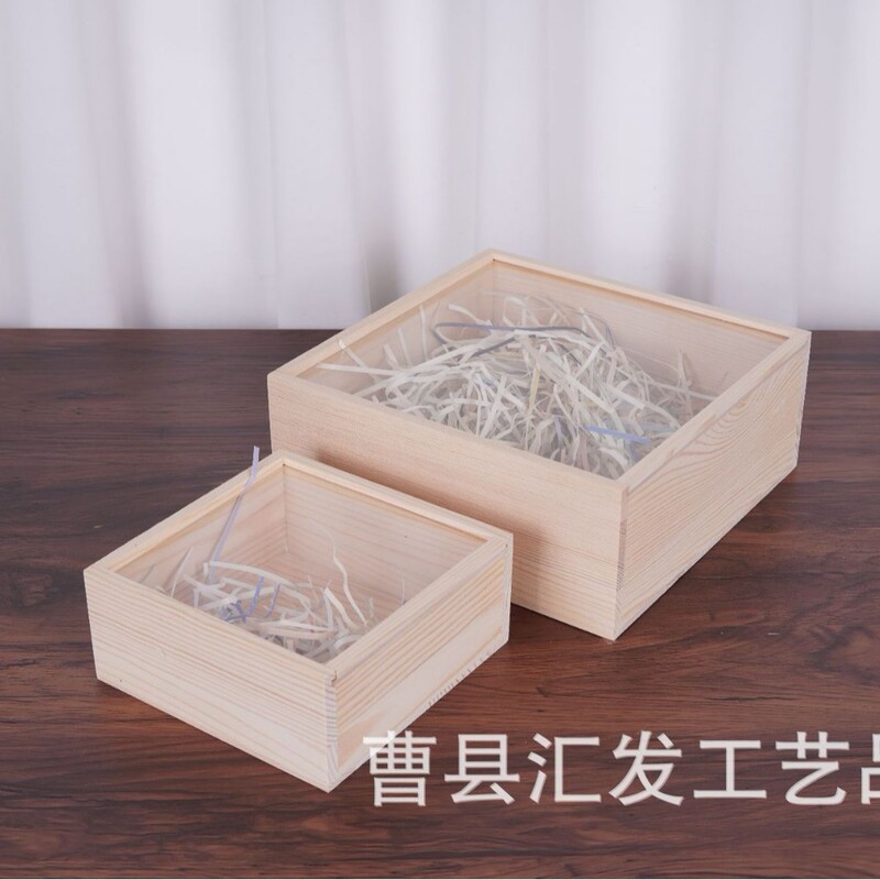 木箱卸売 ガラス蓋付き木箱 お土産木箱 月餅箱 4仕切りアクリル透明木箱|undefined