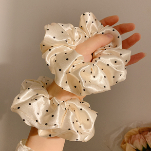 French-Style Retro Polka Dot Scrunchie for Women, High-End Satin Korean Versatile Hair Tie, Hair Accessory, Elastic Hair Band