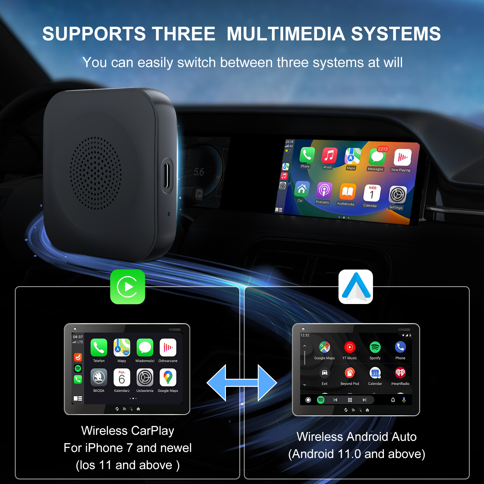 Cross-Border Wireless Carplay Box, Wired to Wireless Car Interconnection Box, Smart Car Carplay Converter