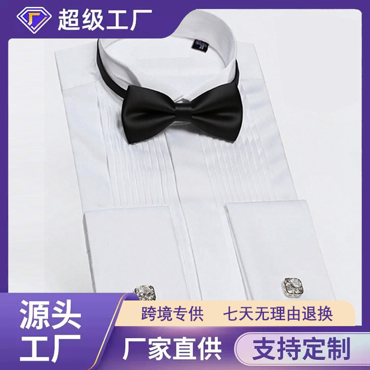 Ropa de primavera para hombre, camisa de manga larga de color sólido con cuello de golondrina para hombre de AliExpress, camisa formal para padrinos de boda, corte ajustado para presentador.