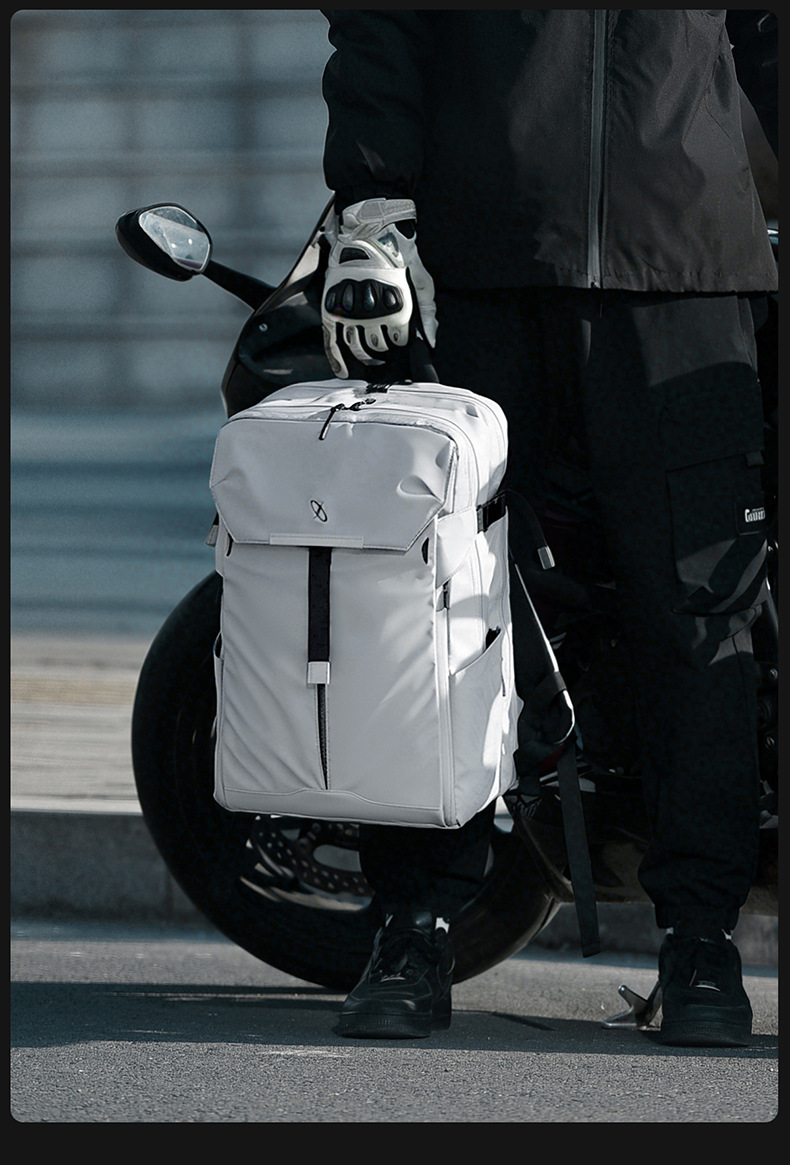 New Dual Shoulder Backpack for Men Fashion Travel Backpack with Reflective Strips Trendy Functional Large Capacity Motorcycle Laptop School Bag