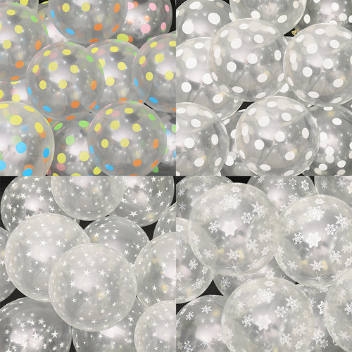 Cross-border transparent printed colorful polka dot snowflake balloons wedding birthday party balloons wedding round polka dot balloons