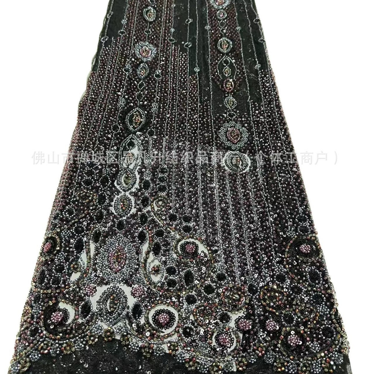 industria pesada de alta densidad cuentas tubo de cuentas tela bordada alta fijación vestido de boda tela de moda cuentas de encaje en stock image 1