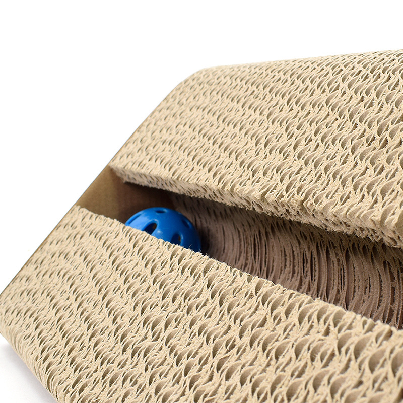 Le ViewSonic triángulo corrugado con forma de papel corrugado, placa de agarre para gatos, bola de campana incorporada, dispositivo de molienda de garras para mascotas, se puede procesar y personalizar