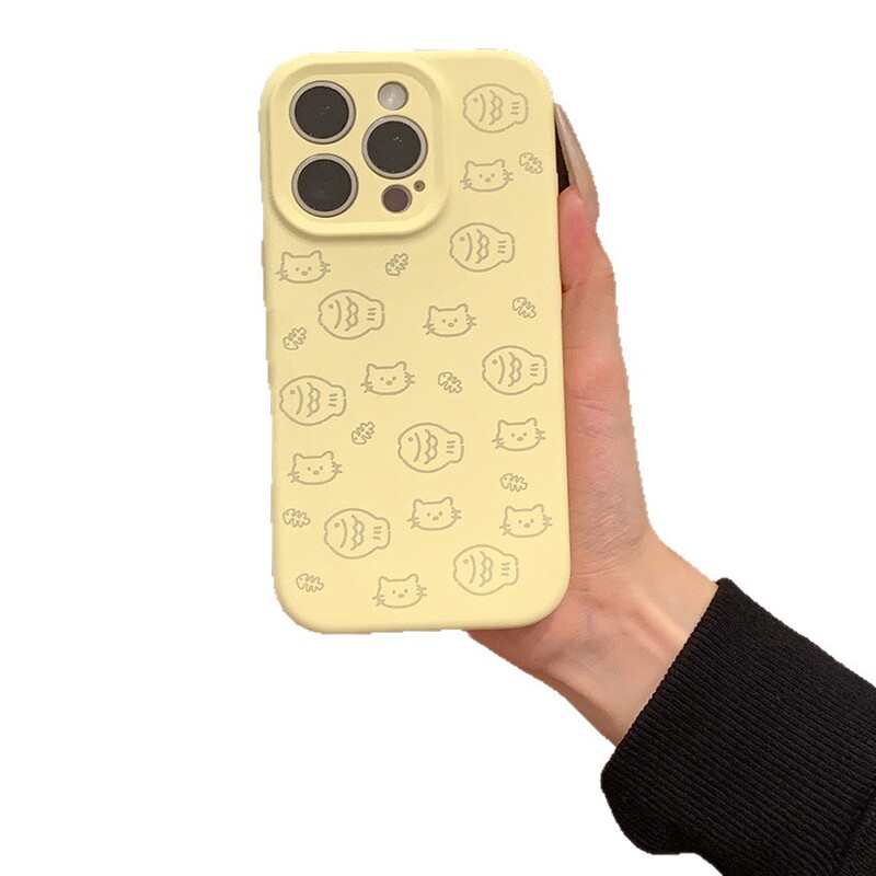 ライン子猫魚 Apple 16 携帯電話ケース 13 模造液体 iPhone 15 楽しい 14 漫画 12 ソフト 11|undefined