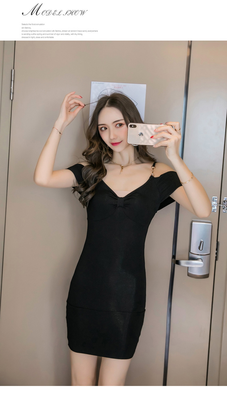 Black Polyester Roleplay Bodysuit with Hip Skirt, One Size Nightclub Lingerie — detail image 12