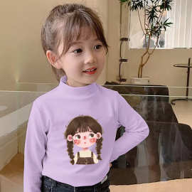 Y2012#男童半高领德绒打底衫女童内搭秋冬加绒保暖上衣儿童冬季潮