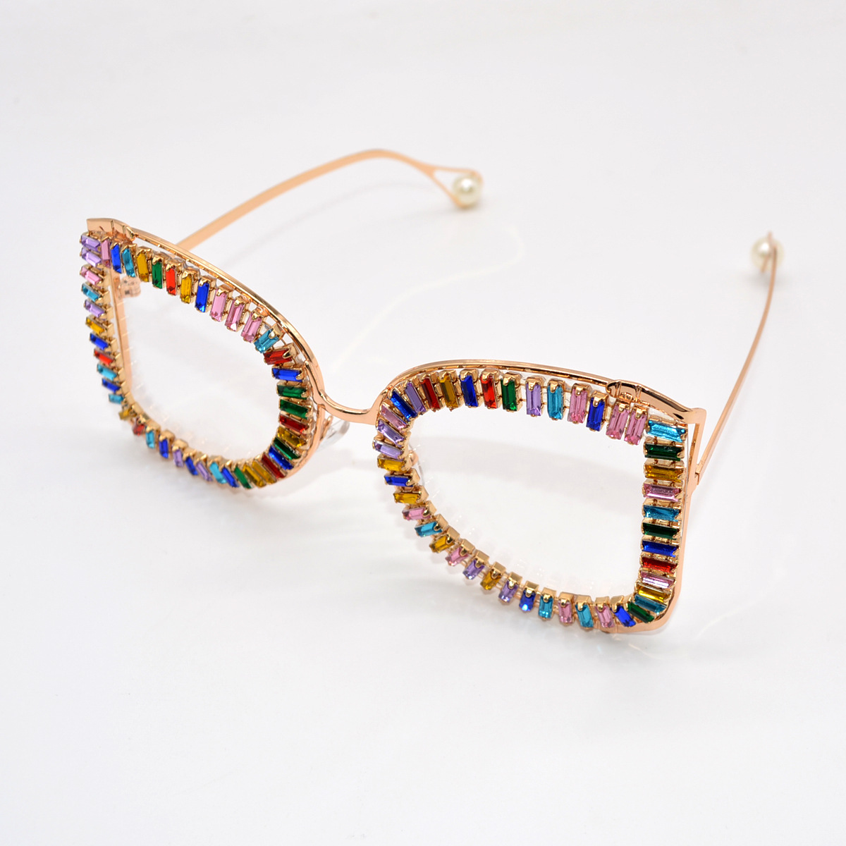 Color Block Pattern Sweet Color Block Resin Square Diamond Full Frame Optical Glasses