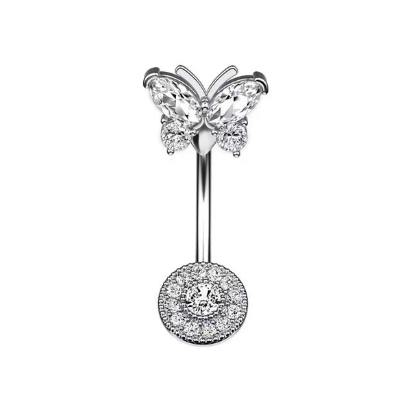 European and American Butterfly Round Diamond-Silver