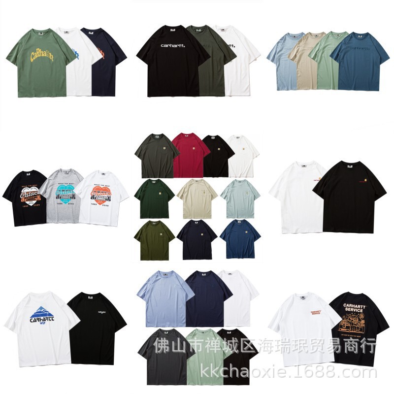 Cross-border Trade Trendy Brand New Kaha Love Letters Snow Mountain Printed Loose Men's and Women's Couples All-match Short-sleeved T-shirt