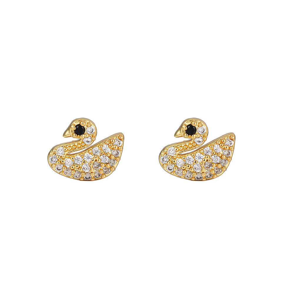 Fashion Animal Copper Gold Plated Zircon Ear Studs 1 Pair