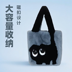 新しいクロスボーダー秋と冬のぬいぐるみバッグ女性のための大容量クリエイティブ猫漫画コントラストカラートートバッグポータブルぬいぐるみバッグ