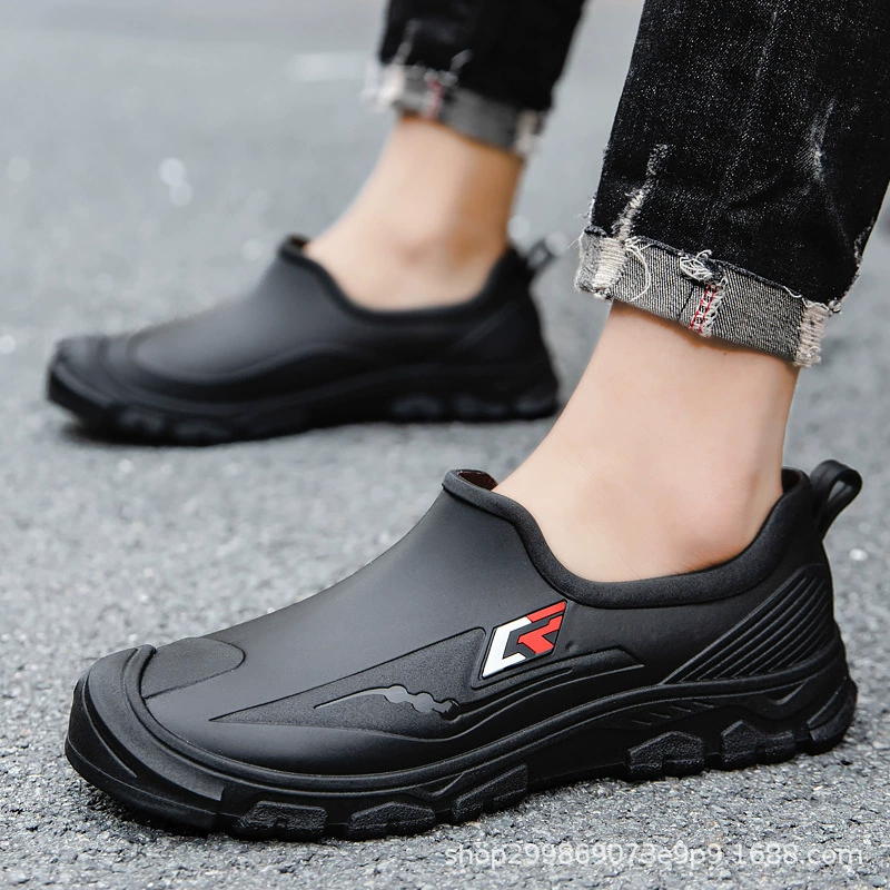 Корейская версия нижняя сапоги дождя мужская новая летняя нескользящая износостойкая водонепроницаемая кухня на открытом воздухе рыболовная резиновая обувь модные сапоги дождя