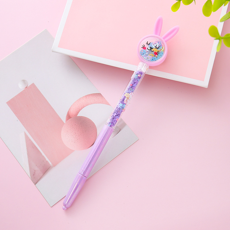 Bolígrafo de góner de arenas movedizas de conejo, herramienta de escritura para estudiantes de dibujos animados, bolígrafo de agua, bolígrafo de firma de oficina de alto valor al por mayor