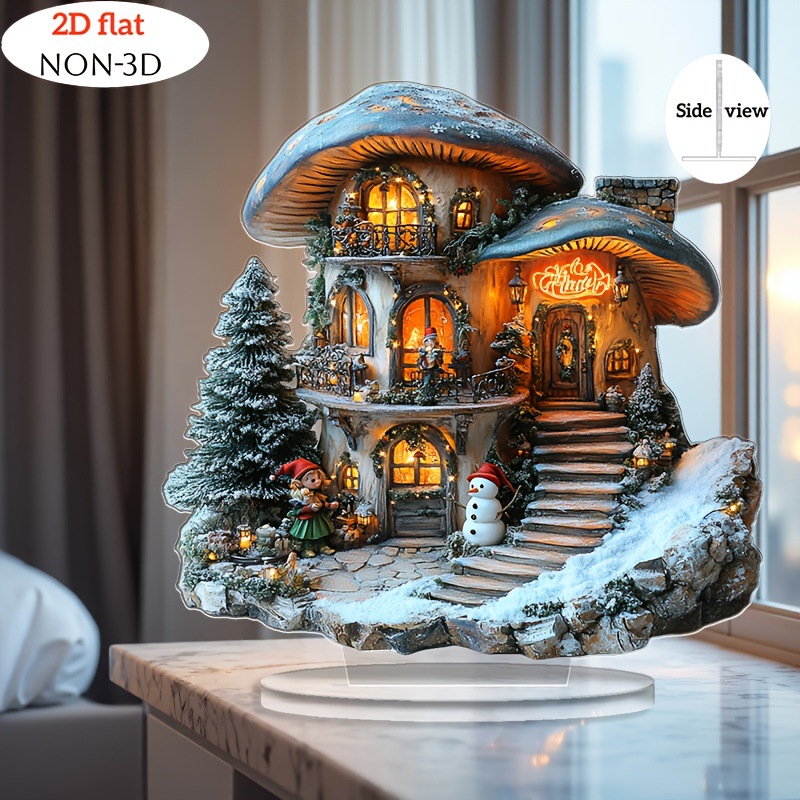 2D平面波西米亚风格雪景桌面圣诞装饰家庭办公室派对装饰