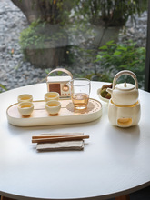 奶油黄简约家用茶具茶盘套装 ins风下午茶泡茶日式陶瓷茶壶茶杯