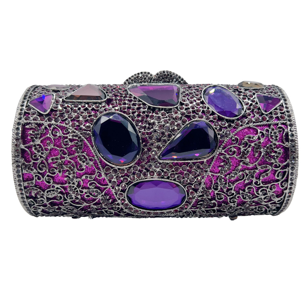 Túi clutch nữ đính kim cương cao cấp dự tiệc — màu tím đậm, Tùy chỉnh các màu khác