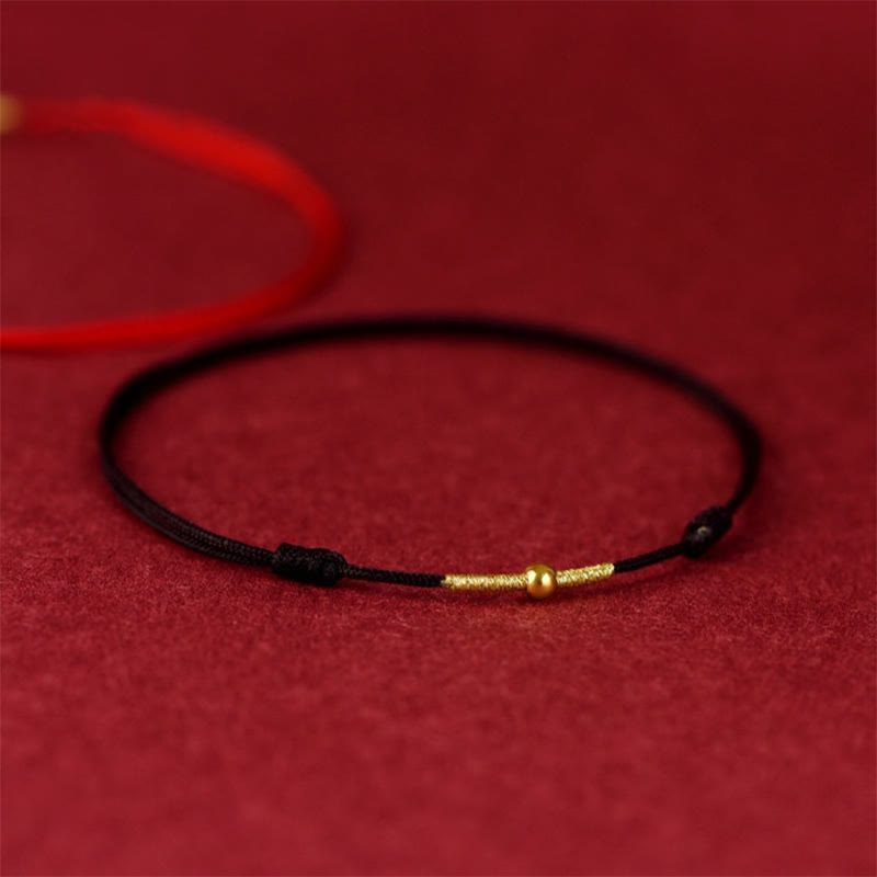 Black rope + 4mm silver gold plated bead bracelet style