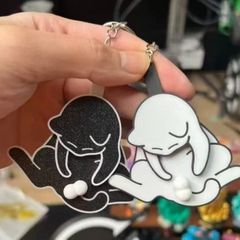 赤い本は猫とタマのキーホルダーを遊んでいます。