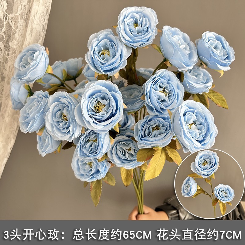 10本の青い色のシミュレーションの花の室内の絹の花の結婚祝いの装飾の花の生け花は造花の天井の花の路の花を並べます。|undefined