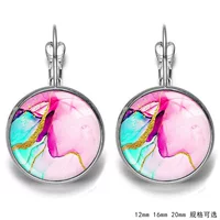 Круглые серьги из нержавеющей стали с кристаллами и стеклом, мраморный дизайн, французское ушко Time Gem