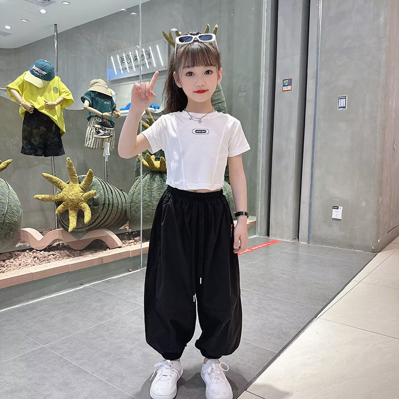 女童夏装2025新款儿童洋气休闲工装束脚裤中大童夏季韩版两件套潮