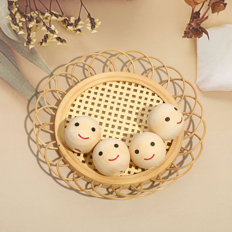 Hemu Smiley cara muñeca cabeza DIY productos hechos a mano Accesorios transfronterizos Venta caliente cara sonriente cuentas de madera