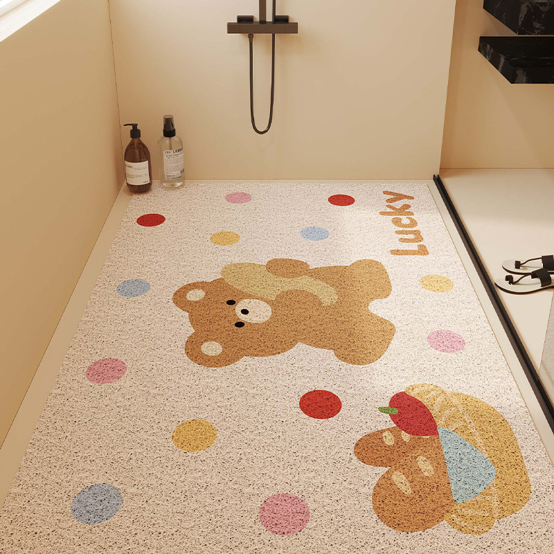 Cartoon bathroom floor mat can be cut hollow silk ring non-slip mat shower children's bath anti-drop draining mat in stock Cartoon bathroom floor mat can be cut hollow silk ring non-slip mat shower children's bath anti-drop draining mat in stock