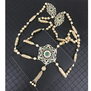 Vintage Moroccan Wedding Dress Chest Shoulder Chain Woman Caftan Ethnic Back Jewelry Muslim Clothes Accessories