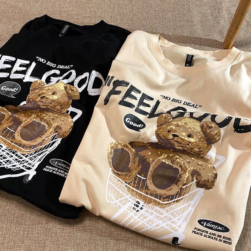 2025 New Summer Short-sleeved T-shirt Women's Trendy Loose Handsome Shopping Cart Cubs Ins Trendy High School Students Half-sleeved T-shirt