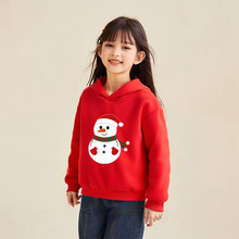 2025新款儿童抓绒卫衣连帽童装圣诞节套头秋冬季外套节日主题款