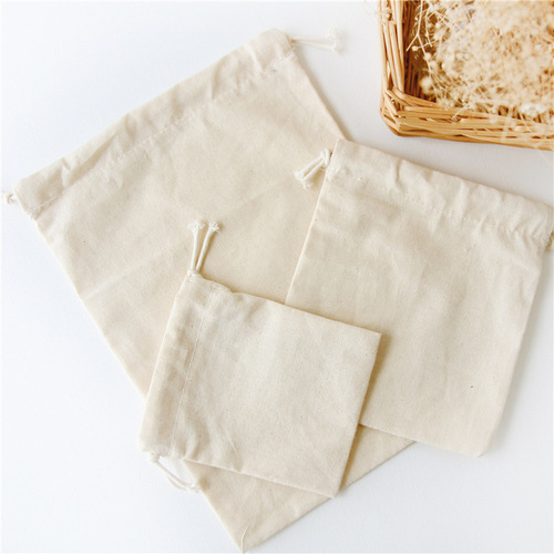 N185 wholesale cotton bag solid color drawstring bag diy drawstring bag home storage bag