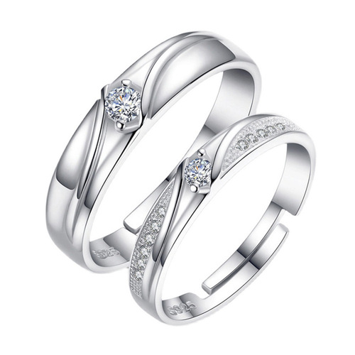 Wholesale jewelry, Japanese and Korean version of couple rings, female open pair rings, men's rings, a pair of personalized diamond-encrusted zircon rings