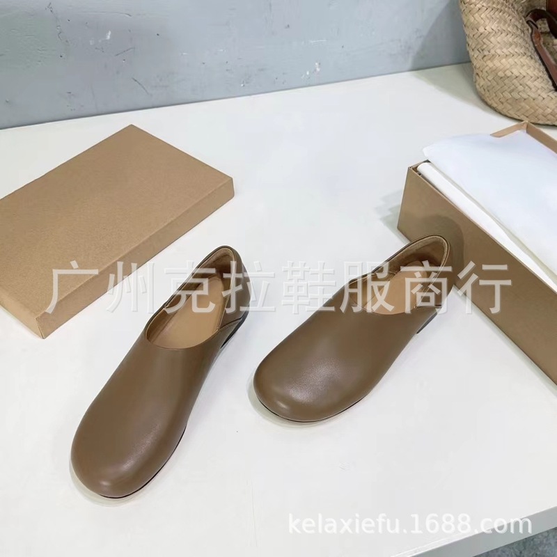 高版2025小众新款一脚蹬乐福鞋简约真皮平跟两穿踩跟舒适穆勒单鞋|undefined