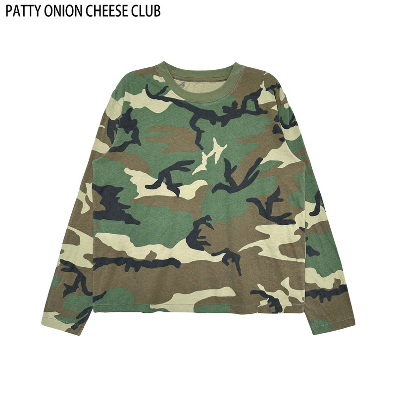 Camouflage single-stitched long-sleeve ultra-thin breathable washed vintage long-sleeve 110g Camouflage single-stitched long-sleeve ultra-thin breathable washed vintage long-sleeve 110g