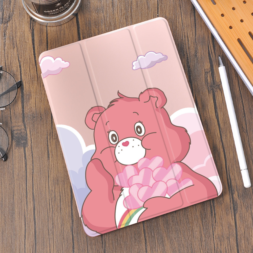 可爱ins风个性草莓熊iPad保护套 适用10.2-in iPad三折笔槽保护壳