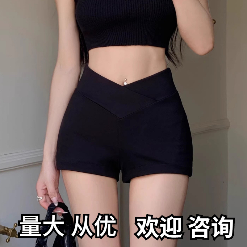 Hot Girl Cross Sexy High Waist Shorts for Women 2025 Summer Korean Style Elastic Tight Boxer Yoga Running Hot Pants Trend