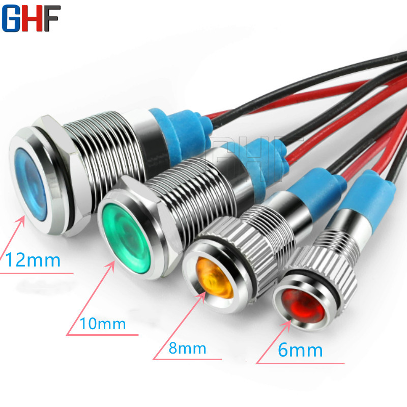 供应LED金属指示灯信号灯6mm 8mm10mm12mm通用防水指示灯颜色齐全